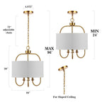 Suspension réglable SAFAVIEH Lighting Javorina à 3 lumières LED. - 40,6 cm (L) x 40,6 cm (l) x 61-243,8 cm (H)