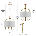 Suspension réglable SAFAVIEH Lighting Javorina à 3 lumières LED. - 40,6 cm (L) x 40,6 cm (l) x 61-243,8 cm (H)