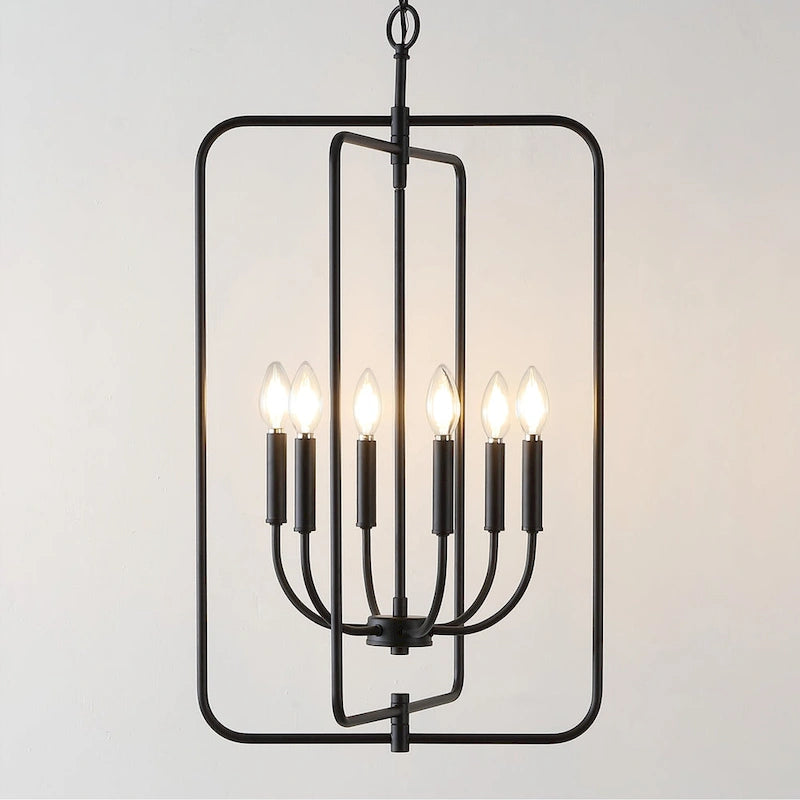 SAFAVIEH Lighting Noelline 6-Light Adjustable Pendant Chandelier (LED Bulbs Included) - Black - 17Wx15Dx95H