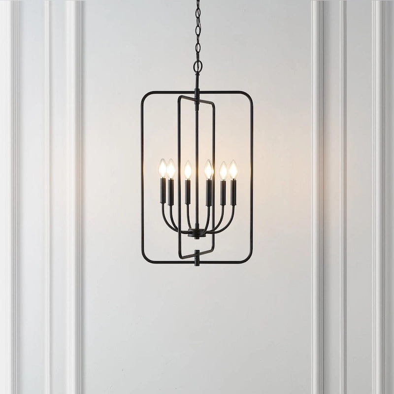 Lustre suspendu réglable Noelline à 6 lumières de SAFAVIEH Lighting (ampoules LED incluses) - Noir - 17 po L x 15 po P x 95 po H