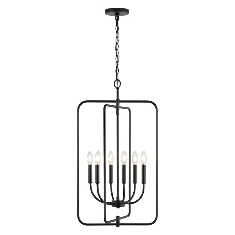 Lustre suspendu réglable Noelline à 6 lumières de SAFAVIEH Lighting (ampoules LED incluses) - Noir - 17 po L x 15 po P x 95 po H