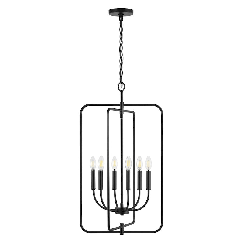 Lustre suspendu réglable Noelline à 6 lumières de SAFAVIEH Lighting (ampoules LED incluses) - Noir - 17 po L x 15 po P x 95 po H