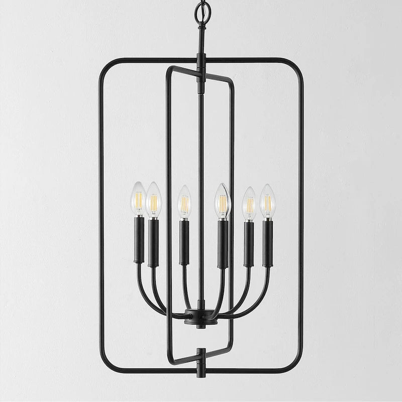 Lustre suspendu réglable Noelline à 6 lumières de SAFAVIEH Lighting (ampoules LED incluses) - Noir - 17 po L x 15 po P x 95 po H