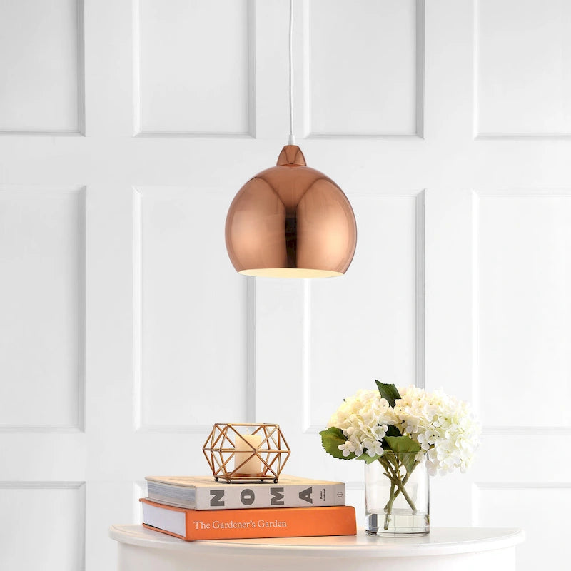 SAFAVIEH Lighting Stella Adjustable 1-Light Led Copper Pendant - 10 x10 x12.1-84.1  - 10Wx10Dx84H
