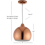 Suspension SAFAVIEH Lighting Stella, 1 lumière LED, réglable, en cuivre - 10 x 10 x 12,1 x 84,1 cm - 10 x 10 x 84 cm (L x P x H)
