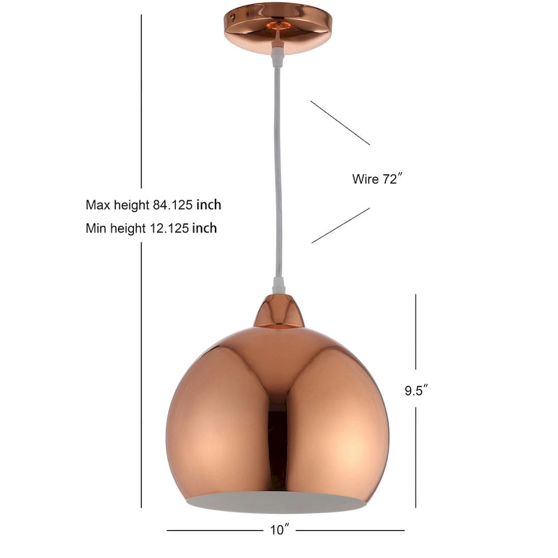 Suspension SAFAVIEH Lighting Stella, 1 lumière LED, réglable, en cuivre - 10 x 10 x 12,1 x 84,1 cm - 10 x 10 x 84 cm (L x P x H)