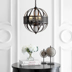 SAFAVIEH Lighting Elvane Adjustable 5-Light Led Brass Pendant - 16.8 x16.8 x24.5-96.5  - Dark Grey - 17Wx17Dx97H