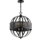 Suspension LED réglable à 5 lumières Elvane de SAFAVIEH Lighting en laiton - 16,8 x 16,8 x 24,5-96,5 cm - Gris foncé - 17 cm (L) x 17 cm (P) x 97 cm (H)