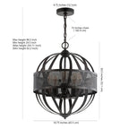 Suspension LED réglable à 5 lumières Elvane de SAFAVIEH Lighting en laiton - 16,8 x 16,8 x 24,5-96,5 cm - Gris foncé - 17 cm (L) x 17 cm (P) x 97 cm (H)