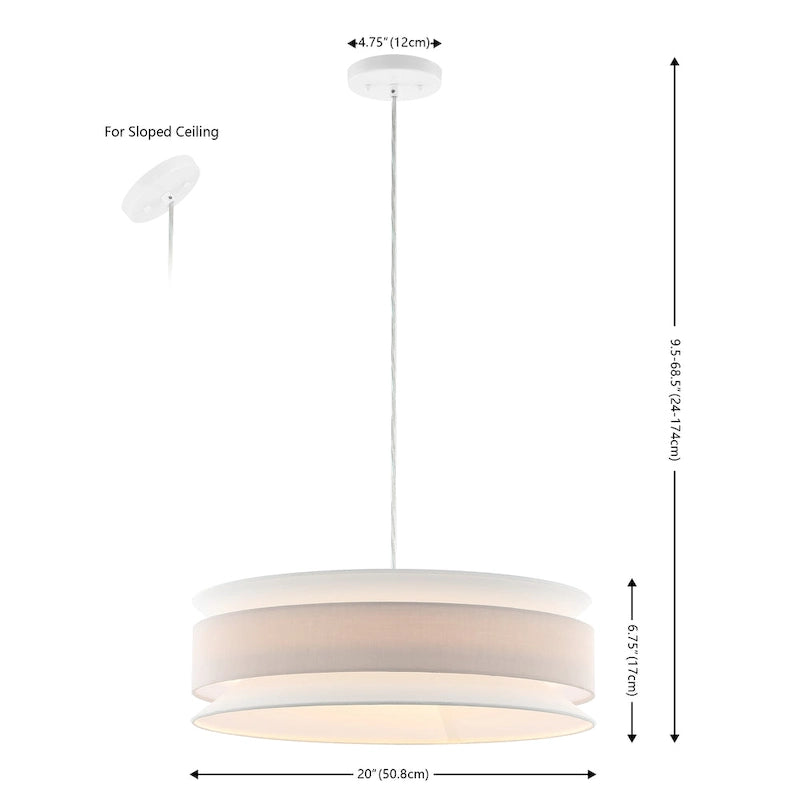 Suspension extensible SAFAVIEH Lighting Aivo - 50,8 cm L x 50,8 cm P x 64,8 cm H - Crème/Blanc - 50,8 cm L x 50,8 cm P x 175,3 cm H