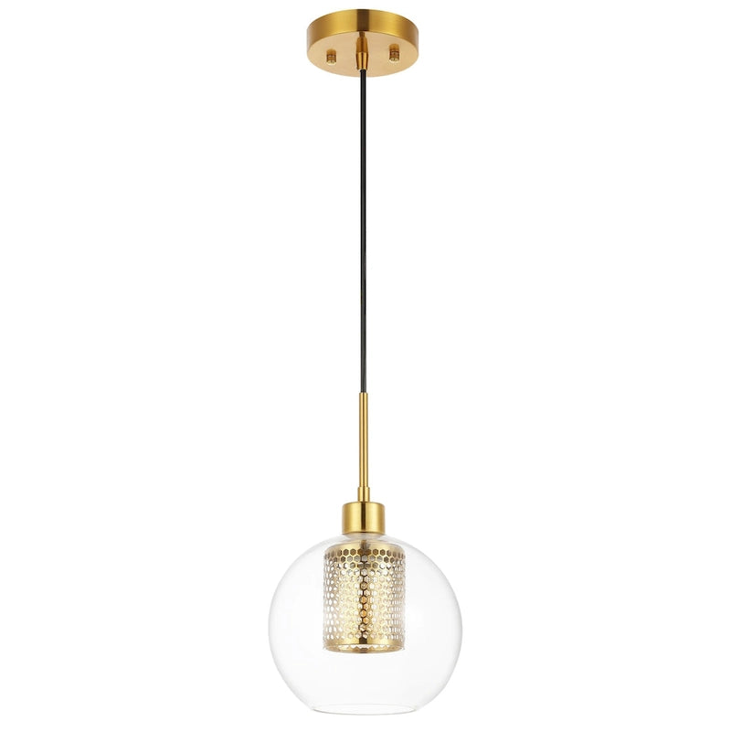 Suspension extensible SAFAVIEH Lighting Ingela - 20,3 cm L x 20,3 cm P x 38-188 cm H - Transparent/Laiton - 20,3 cm L x 20,3 cm P x 188 cm H
