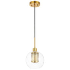 Suspension extensible SAFAVIEH Lighting Ingela - 20,3 cm L x 20,3 cm P x 38-188 cm H - Transparent/Laiton - 20,3 cm L x 20,3 cm P x 188 cm H