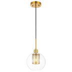 Suspension extensible SAFAVIEH Lighting Ingela - 20,3 cm L x 20,3 cm P x 38-188 cm H - Transparent/Laiton - 20,3 cm L x 20,3 cm P x 188 cm H