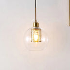 Suspension extensible SAFAVIEH Lighting Ingela - 20,3 cm L x 20,3 cm P x 38-188 cm H - Transparent/Laiton - 20,3 cm L x 20,3 cm P x 188 cm H