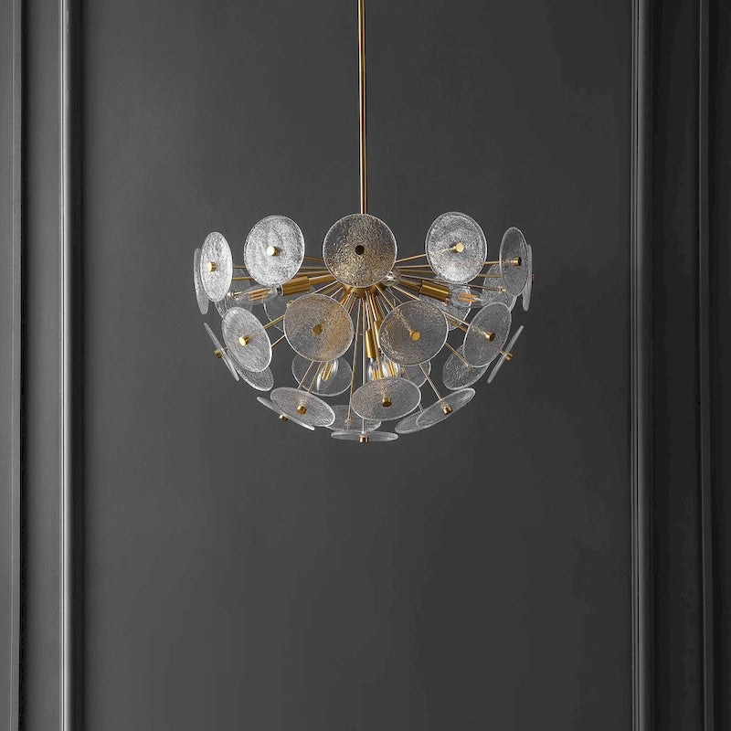 Suspension SAFAVIEH Lighting Meene 6 lumières 24 - 24 x 24 x 23-53 - avec profondeur/hauteur - Laiton - 24 po L x 24 po P x 53 po H