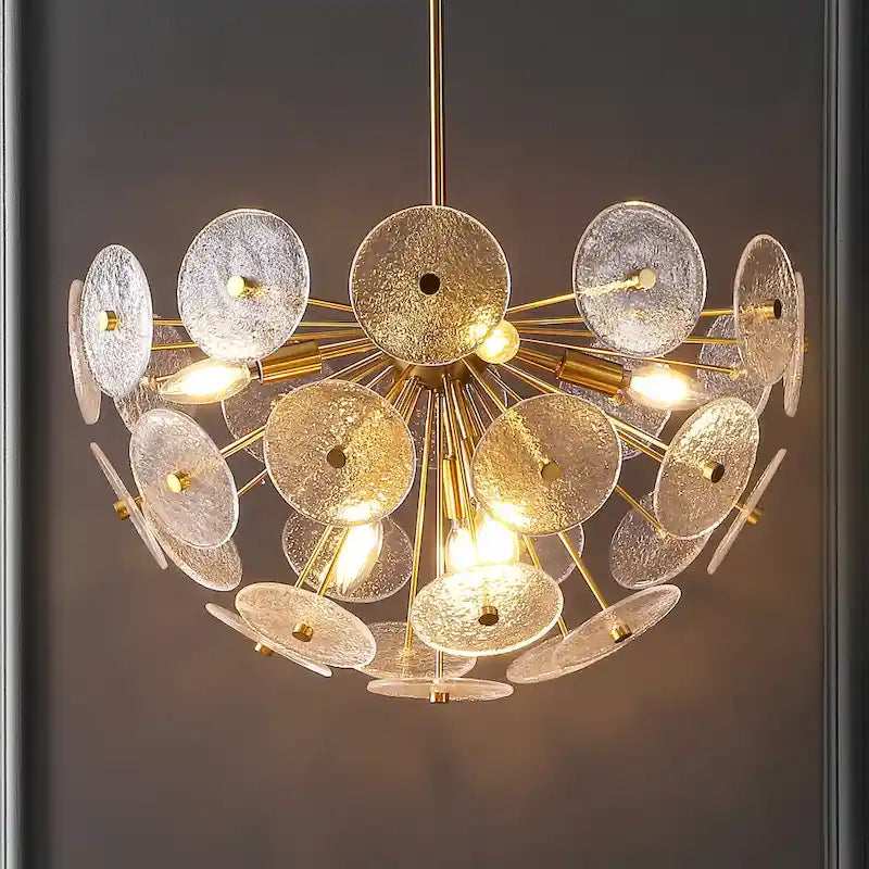 Suspension SAFAVIEH Lighting Meene 6 lumières 24 - 24 x 24 x 23-53 - avec profondeur/hauteur - Laiton - 24 po L x 24 po P x 53 po H