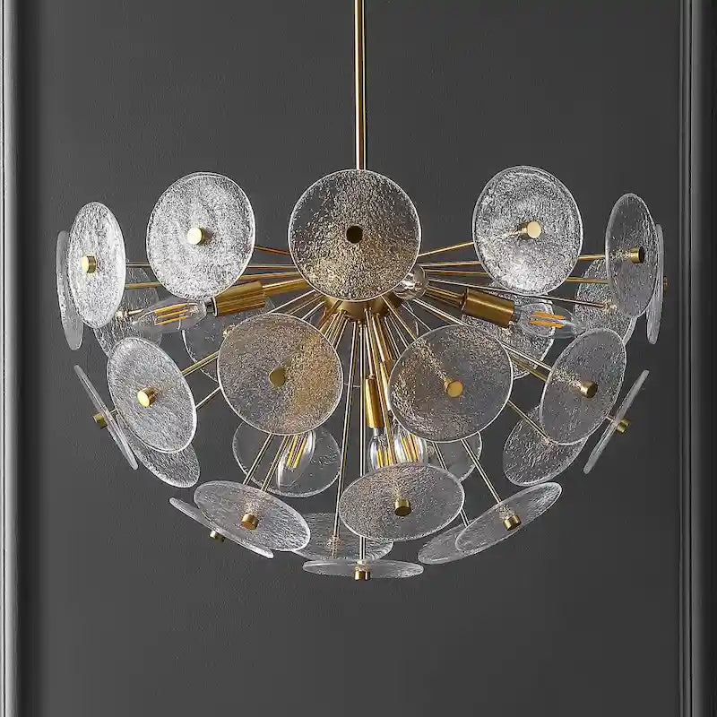Suspension SAFAVIEH Lighting Meene 6 lumières 24 - 24 x 24 x 23-53 - avec profondeur/hauteur - Laiton - 24 po L x 24 po P x 53 po H