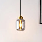 Suspension en verre SAFAVIEH Dafinka 15 cm (6 po) - 15 cm (6 po) L x 15 cm (6 po) P x 66 cm (26 po) H - Gris fumé/Laiton - 15 cm (6 po) L x 15 cm (6 po) P x 180 cm (71 po) H
