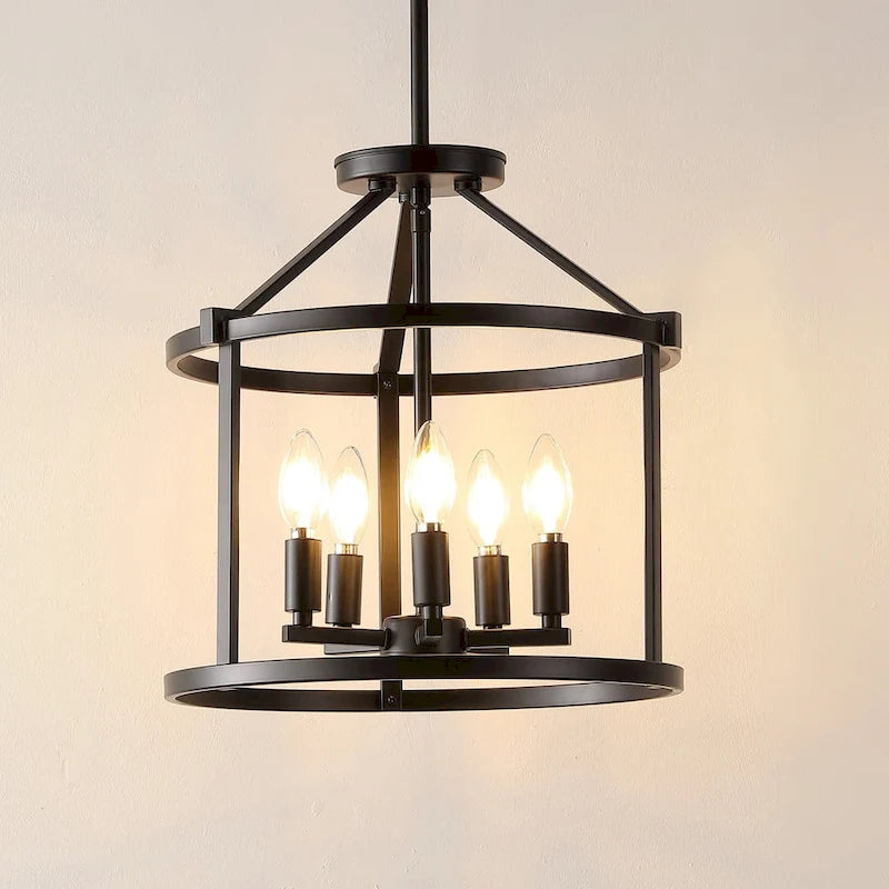 SAFAVIEH Lighting Sevcan 15  Modern & Contemporary Pendant (5-Bulb) - 15  W x 15  D x 55  H - Black - 15Wx15Dx55H