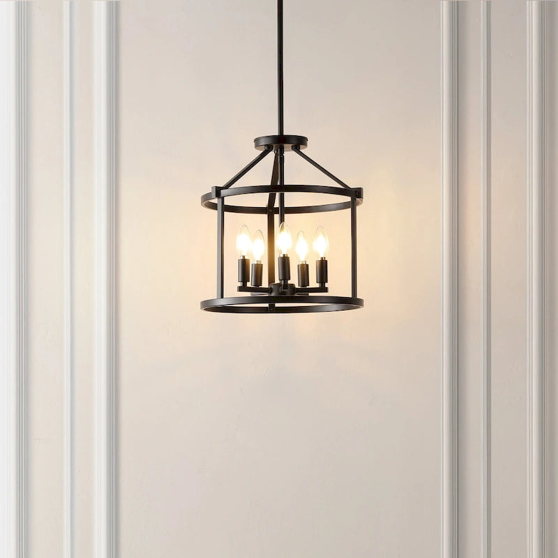 Suspension moderne et contemporaine SAFAVIEH Lighting Sevcan 15 (5 ampoules) - 15 cm L x 15 cm P x 55 cm H - Noir