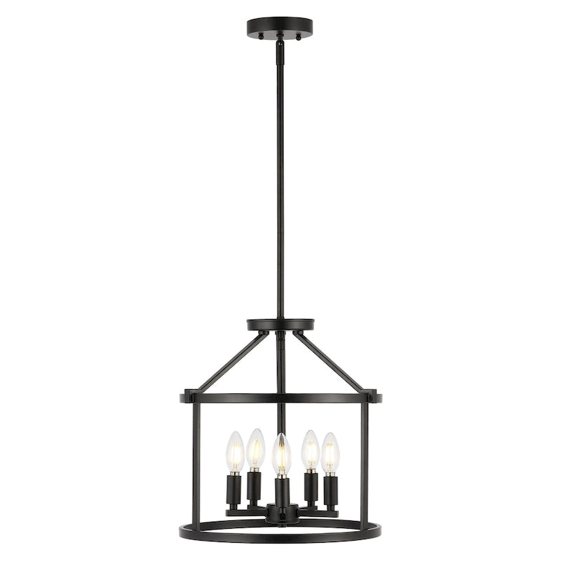 Suspension moderne et contemporaine SAFAVIEH Lighting Sevcan 15 (5 ampoules) - 15 cm L x 15 cm P x 55 cm H - Noir