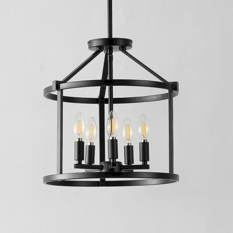 Suspension moderne et contemporaine SAFAVIEH Lighting Sevcan 15 (5 ampoules) - 15 cm L x 15 cm P x 55 cm H - Noir