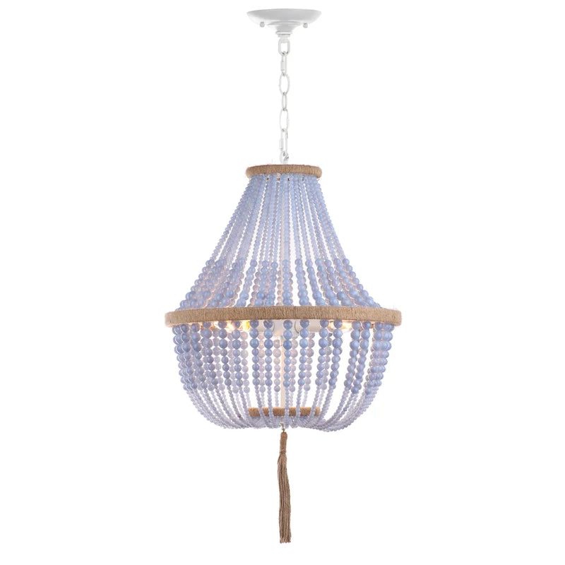 Suspension Kaori de SAFAVIEH Lighting, réglable, 3 lumières, bleue - 16,5 x 16,5 x 29,75 cm - 111,75 cm - 17 cm (L) x 17 cm (P) x 112 cm (H)