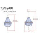 Suspension Kaori de SAFAVIEH Lighting, réglable, 3 lumières, bleue - 16,5 x 16,5 x 29,75 cm - 111,75 cm - 17 cm (L) x 17 cm (P) x 112 cm (H)