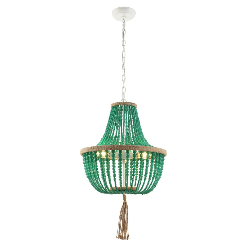 Suspension Kaori de SAFAVIEH Lighting, réglable, 3 lumières, bleue - 16,5 x 16,5 x 29,75 cm - 111,75 cm - 17 cm (L) x 17 cm (P) x 112 cm (H)
