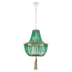 Suspension Kaori de SAFAVIEH Lighting, réglable, 3 lumières, bleue - 16,5 x 16,5 x 29,75 cm - 111,75 cm - 17 cm (L) x 17 cm (P) x 112 cm (H)