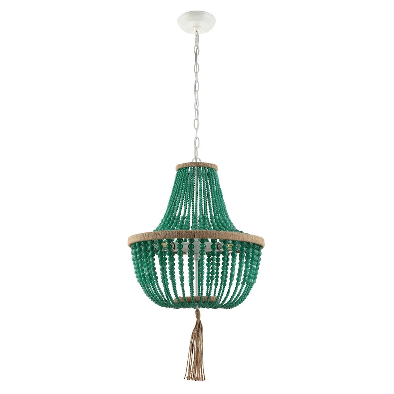 Suspension Kaori de SAFAVIEH Lighting, réglable, 3 lumières, bleue - 16,5 x 16,5 x 29,75 cm - 111,75 cm - 17 cm (L) x 17 cm (P) x 112 cm (H)
