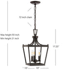 Suspension Soka 3 lumières de SAFAVIEH Lighting - 10 x 10 x 21-93 - 10L x 10P x 93H