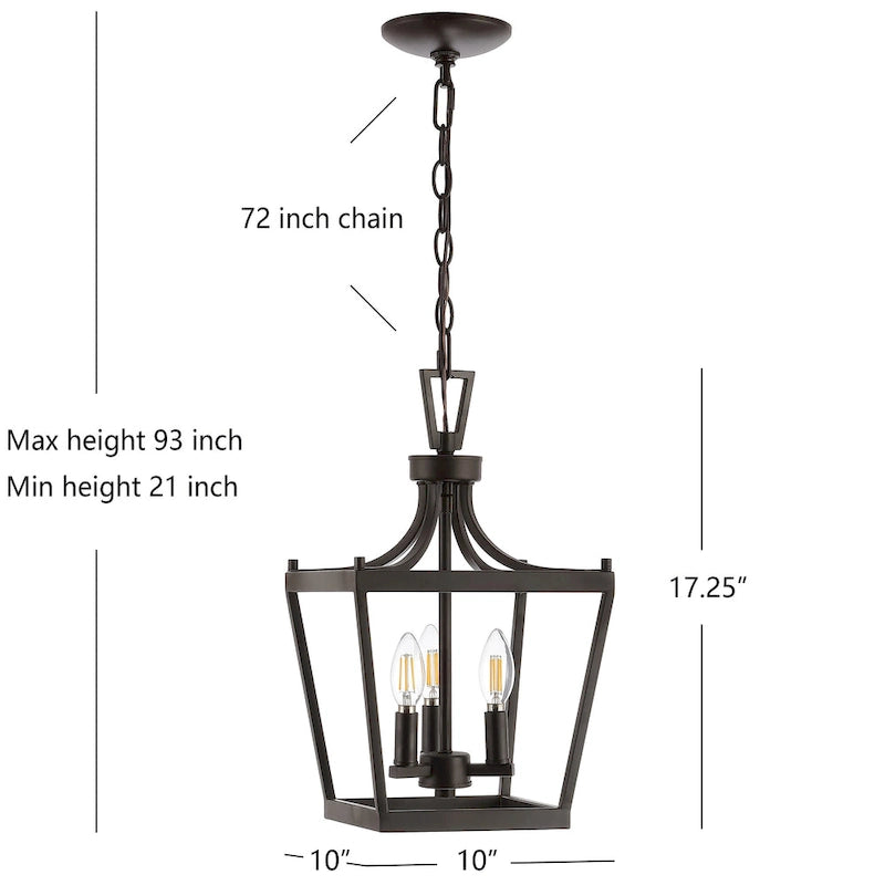 Suspension Soka 3 lumières de SAFAVIEH Lighting - 10 x 10 x 21-93 - 10L x 10P x 93H