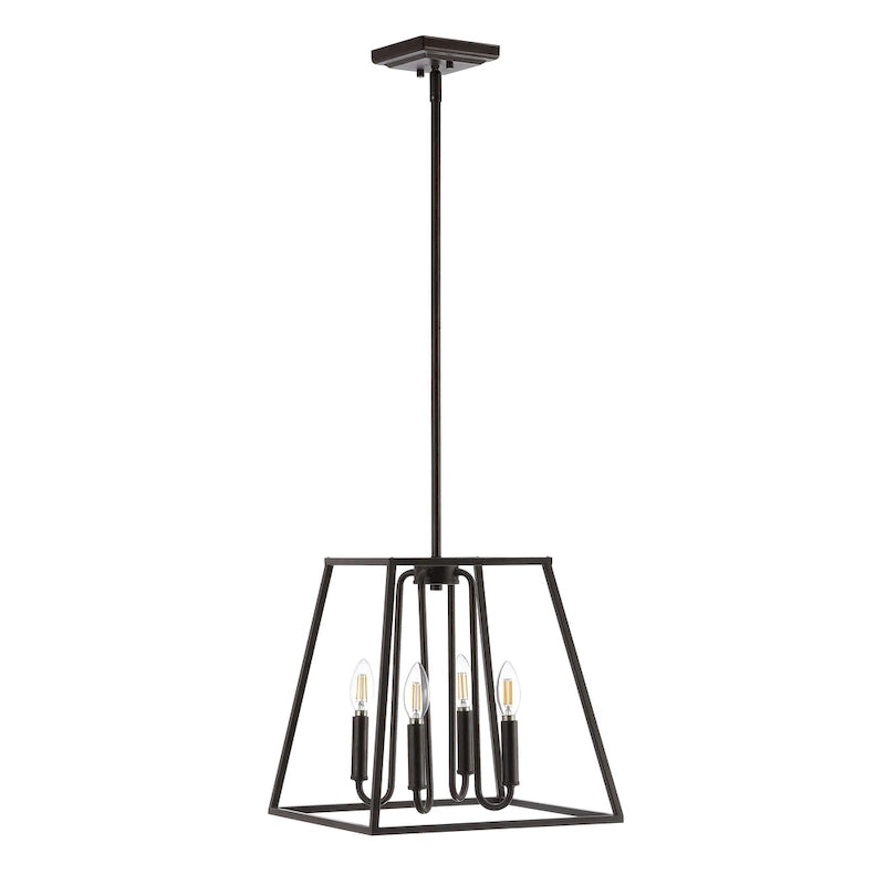 Suspension Annett 4 lumières de SAFAVIEH Lighting - 14 x 14 x 22,5-52,5 cm - Bronze huilé (noir) - 14 cm (L) x 14 cm (P) x 53 cm (H)