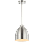 Suspension LED réglable Synnove 1 lumière de SAFAVIEH Lighting, finition nickel - 8,12 x 8,12 x 16,5-46,5 cm - 8 cm (L) x 8 cm (P) x 47 cm (H)