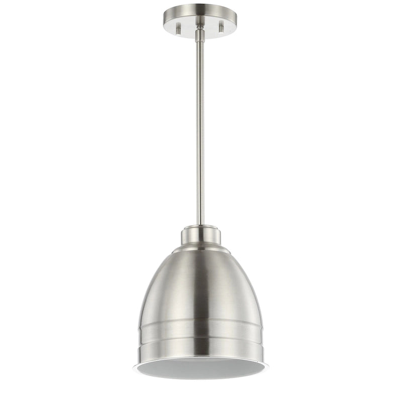 Suspension LED réglable Synnove 1 lumière de SAFAVIEH Lighting, finition nickel - 8,12 x 8,12 x 16,5-46,5 cm - 8 cm (L) x 8 cm (P) x 47 cm (H)