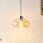 Suspension SAFAVIEH Lighting Berivan avec abat-jour en verre - 28 cm L x 28 cm P x 38-114 cm H - Ambre/Nickel