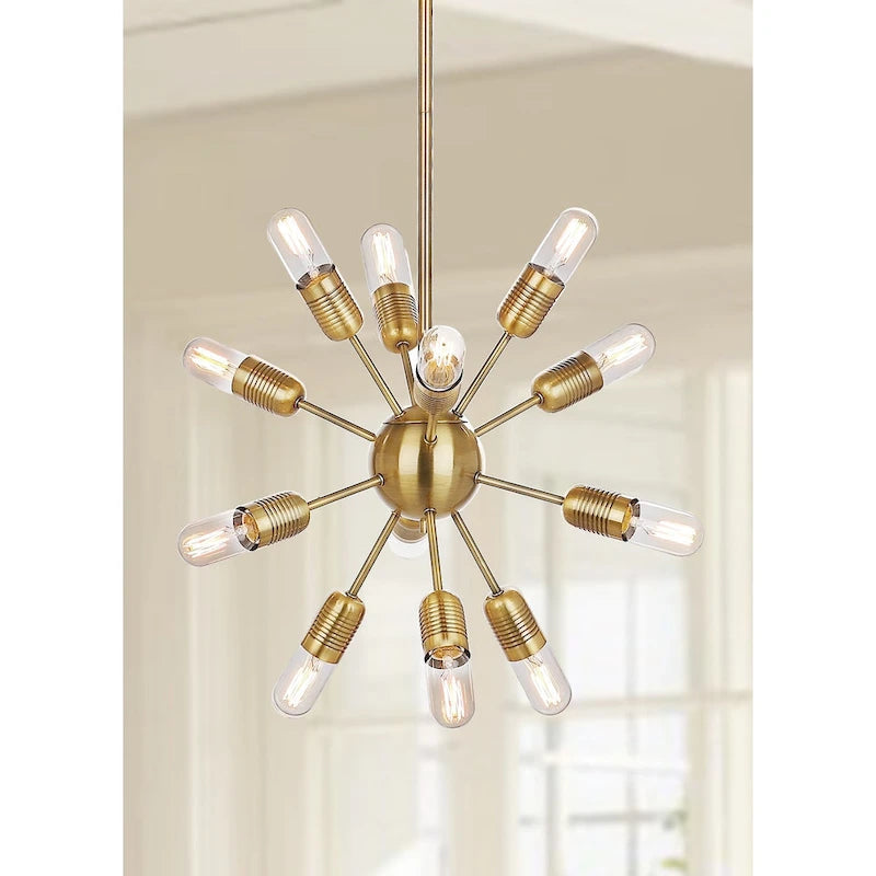 SAFAVIEH Lighting Talja 17.5-inch 12-Light Gold Edison Bulb Solace Pendant - 17.5  x 17.5  x 37  - 18Wx18Dx37H