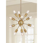SAFAVIEH Lighting Talja 17.5-inch 12-Light Gold Edison Bulb Solace Pendant - 17.5  x 17.5  x 37  - 18Wx18Dx37H