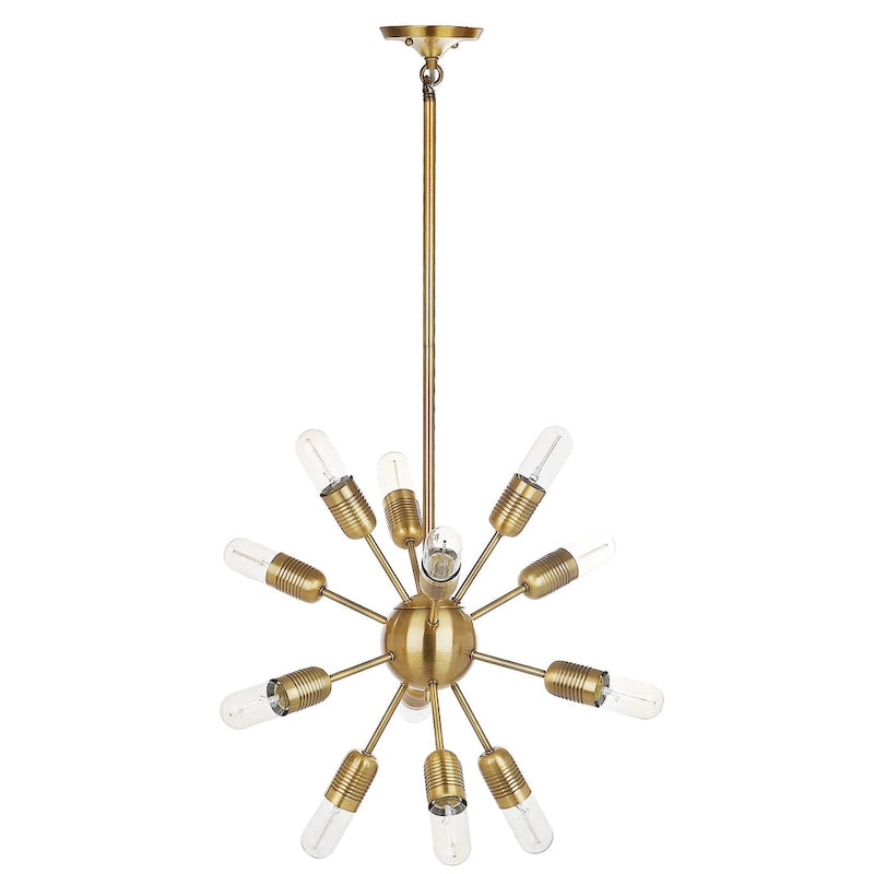 Suspension Talja Solace de SAFAVIEH Lighting, 12 lumières dorées, ampoules Edison, 44,5 cm (17,5 po) - 44,5 x 44,5 x 94 cm (17,5 x 17,5 x 37 po) - 45,7 x 45,7 x 94 cm (18 po x 18 po x 37 po)