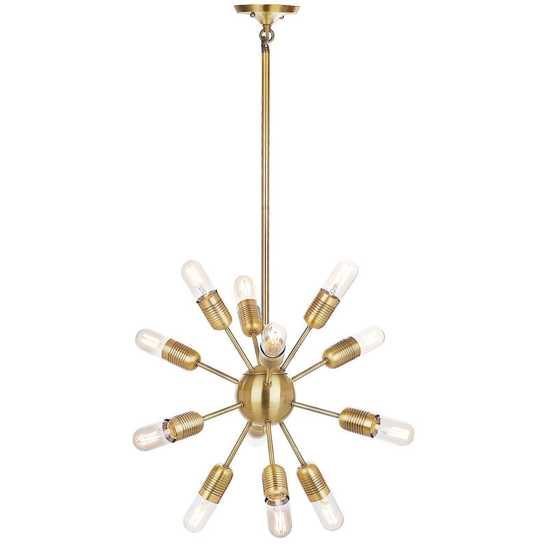 Suspension Talja Solace de SAFAVIEH Lighting, 12 lumières dorées, ampoules Edison, 44,5 cm (17,5 po) - 44,5 x 44,5 x 94 cm (17,5 x 17,5 x 37 po) - 45,7 x 45,7 x 94 cm (18 po x 18 po x 37 po)