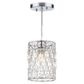 SAFAVIEH Lighting Sofiea Adjustable 1-Light Chrome Beaded Pendant - 6 x6 x13 - 82  - Chrome/Clear - 6Wx6Dx82H