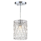 SAFAVIEH Lighting Sofiea Adjustable 1-Light Chrome Beaded Pendant - 6 x6 x13 - 82  - Chrome/Clear - 6Wx6Dx82H