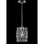 Suspension réglable Sofiea 1 lumière chromée à perles - 6 x 6 x 13 - 82 - Chrome/Transparent - 6L x 6P x 82H