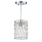 Suspension réglable Sofiea 1 lumière chromée à perles - 6 x 6 x 13 - 82 - Chrome/Transparent - 6L x 6P x 82H