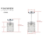Suspension réglable Sofiea 1 lumière chromée à perles - 6 x 6 x 13 - 82 - Chrome/Transparent - 6L x 6P x 82H
