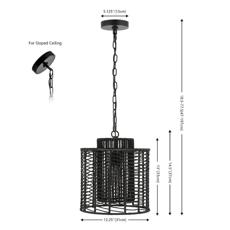 Suspension Gudula 12 de SAFAVIEH Lighting - 12 po L x 12 po P x 78 po H