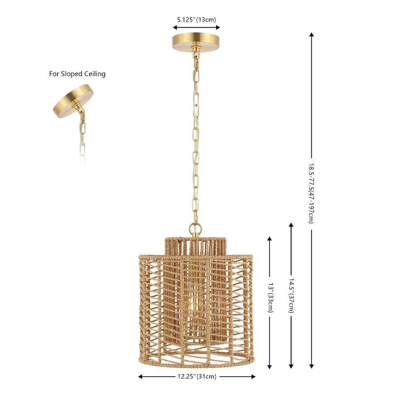 Suspension Gudula 12 de SAFAVIEH Lighting - 12 po L x 12 po P x 78 po H