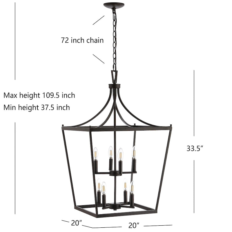 Suspension Ghida 8 lumières de SAFAVIEH Lighting - 20 x 20 x 37,5-109,5 cm - 20 cm L x 20 cm P x 110 cm H