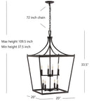 Suspension Ghida 8 lumières de SAFAVIEH Lighting - 20 x 20 x 37,5-109,5 cm - 20 cm L x 20 cm P x 110 cm H
